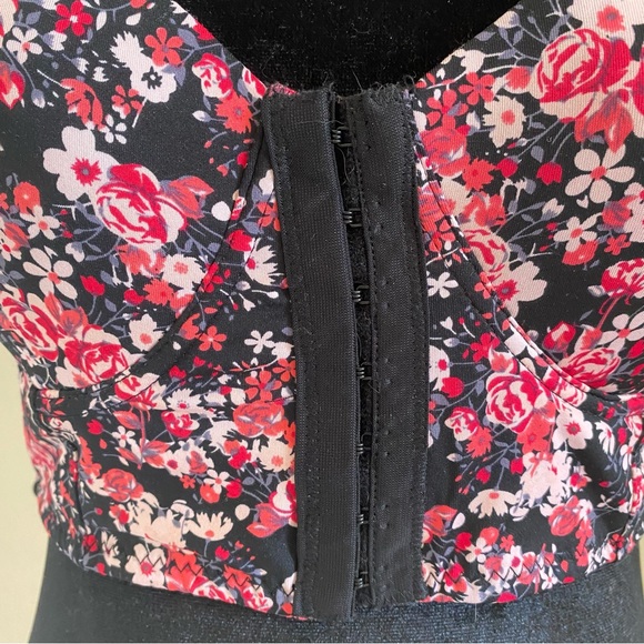 Floral Corset Bustier Top, Black & Pink, Size Small. - Picture 2 of 7